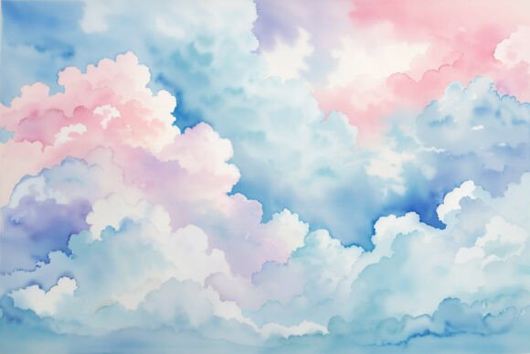 Download Sky Blue Watercolor Digital Paper - Sky Collection