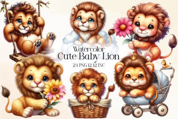 Download Cute Baby Lion Clipart Bundle - Lion clipart Collection