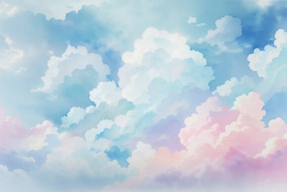 Download Sky Blue Watercolor Digital Paper - Sky Collection