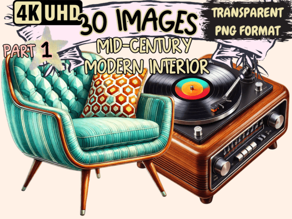 Download Mid-Century Modern Interior Clipart P1 - Modern interior Collection