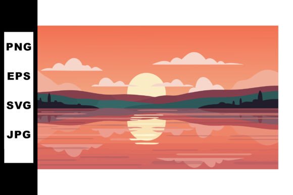 Download Sunset over Calm Lake with Rolling Hills - Rolling hills Collection
