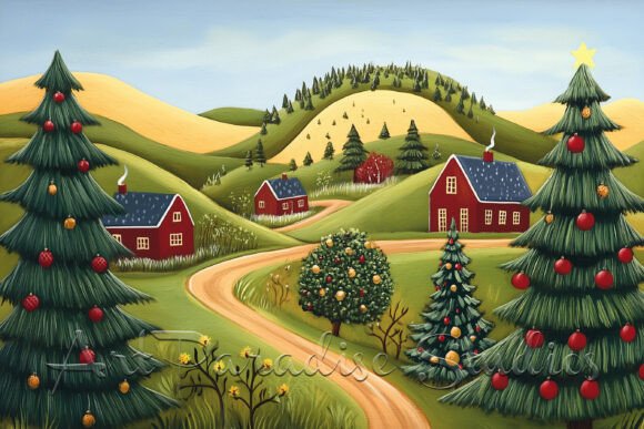 Download Rolling Hills and Homes at Dusk Art - Premium Bundle