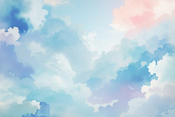 Download Sky Blue Watercolor Digital Paper - Sky Collection