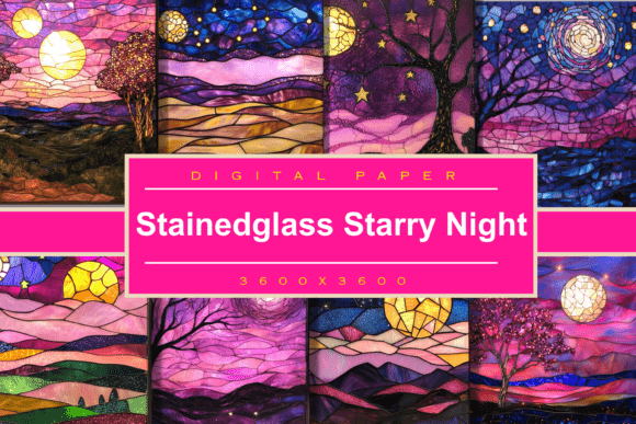 Download Stained Glass Pink Starry Night Sky - Sky Collection